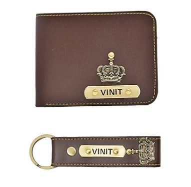 Customised Nexon Leather Wallet Gift Set for Men - Personalised Set for Men | Stylish Wallet for Man - Perfect Birthday & Anniversary Gift for Husband (Brown)