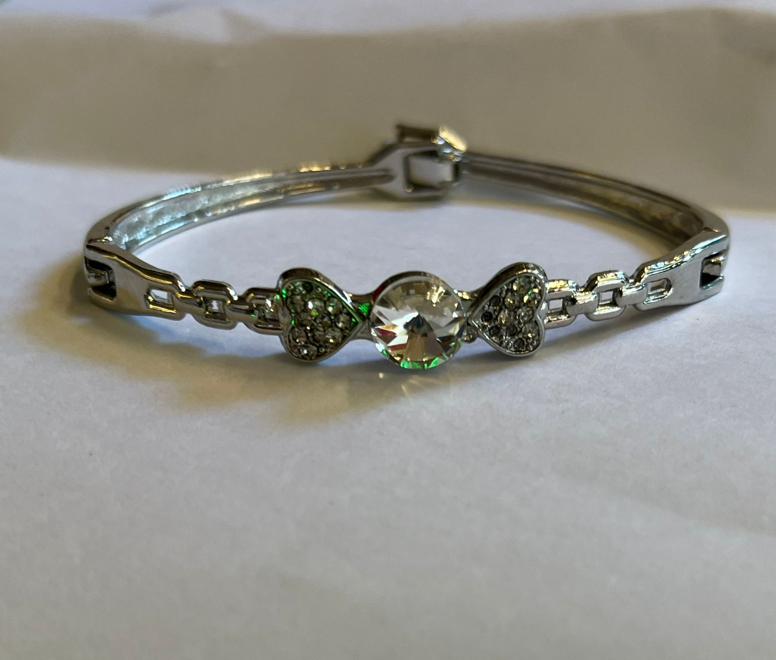 Graduated Multi Heart Crystal Jewel Bar Bracelet Made With Swarovski Crystals