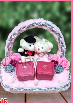 Handcrafted Floral Ring Ceremony Tray with Custom Name Tag