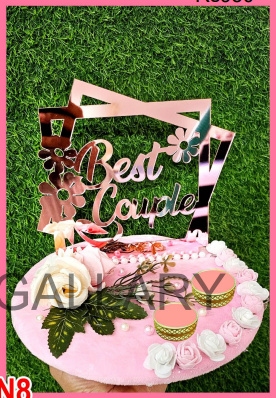 "Best Couple" Rose Gold Acrylic Ring Platter with Pink Floral Base