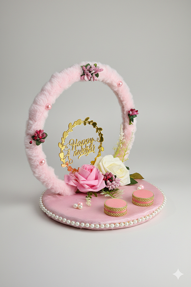 "Happy Anniversary" Pink Plush Ring Platter