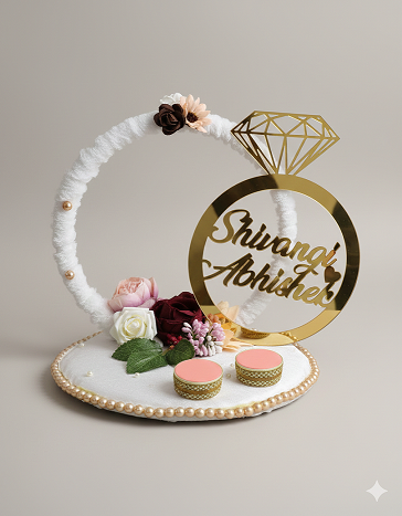 Custom Name Ring Holder with Oversized Diamond Topper