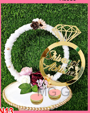 Custom Name Ring Holder with Oversized Diamond Topper