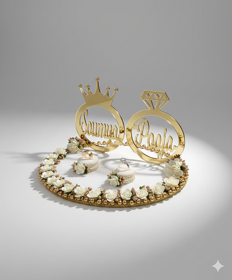 Luxurious Gold Mirror King & Queen Ring Holder
