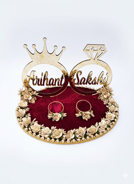 Elegant Anniversary/Engagement Platter with Custom Crown Toppers