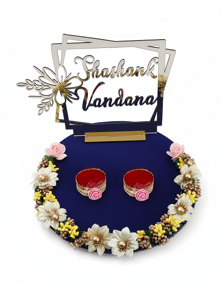 Personalized Engraved Mirror Monogram Engagement Ring Ceremony Plate