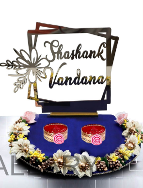 Personalized Engraved Mirror Monogram Engagement Ring Ceremony Plate