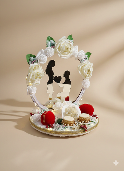 Luxury White & Gold Lighted "Will You Marry Me" Ring Tray