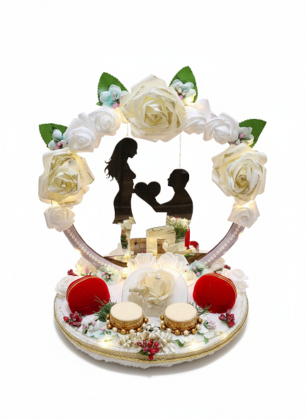 Luxury White & Gold Lighted "Will You Marry Me" Ring Tray
