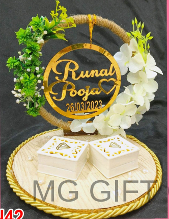 Bohemian Chic Ring Tray with Custom Gold Name & Date