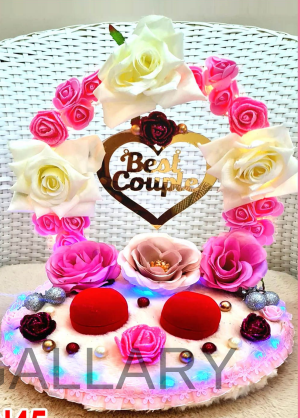 Luminous Love Heart Ring Ceremony Tray with Red Velvet Boxes