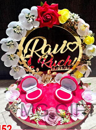 Luxury Red Velvet & Gold Couple's Ring Holder