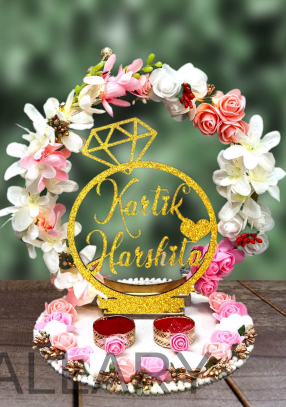 Personalized Elegant Floral Frame Engagement Platter