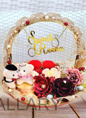 Personalized Gold & Pink Floral Ring Platter