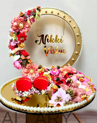 Ocean of Love" Blue Rose & Tulle Ring Ceremony Tray