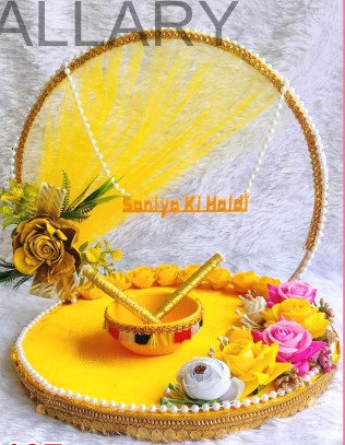 Luxury "Haldi & Mehndi" Dual Ceremony Platter with Yellow Backdrop