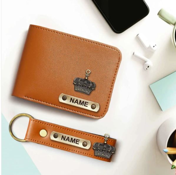 Personalized Name Printed Wallet & Keychain Combo – Perfect Gift for Men, Husband, Father, or Brother