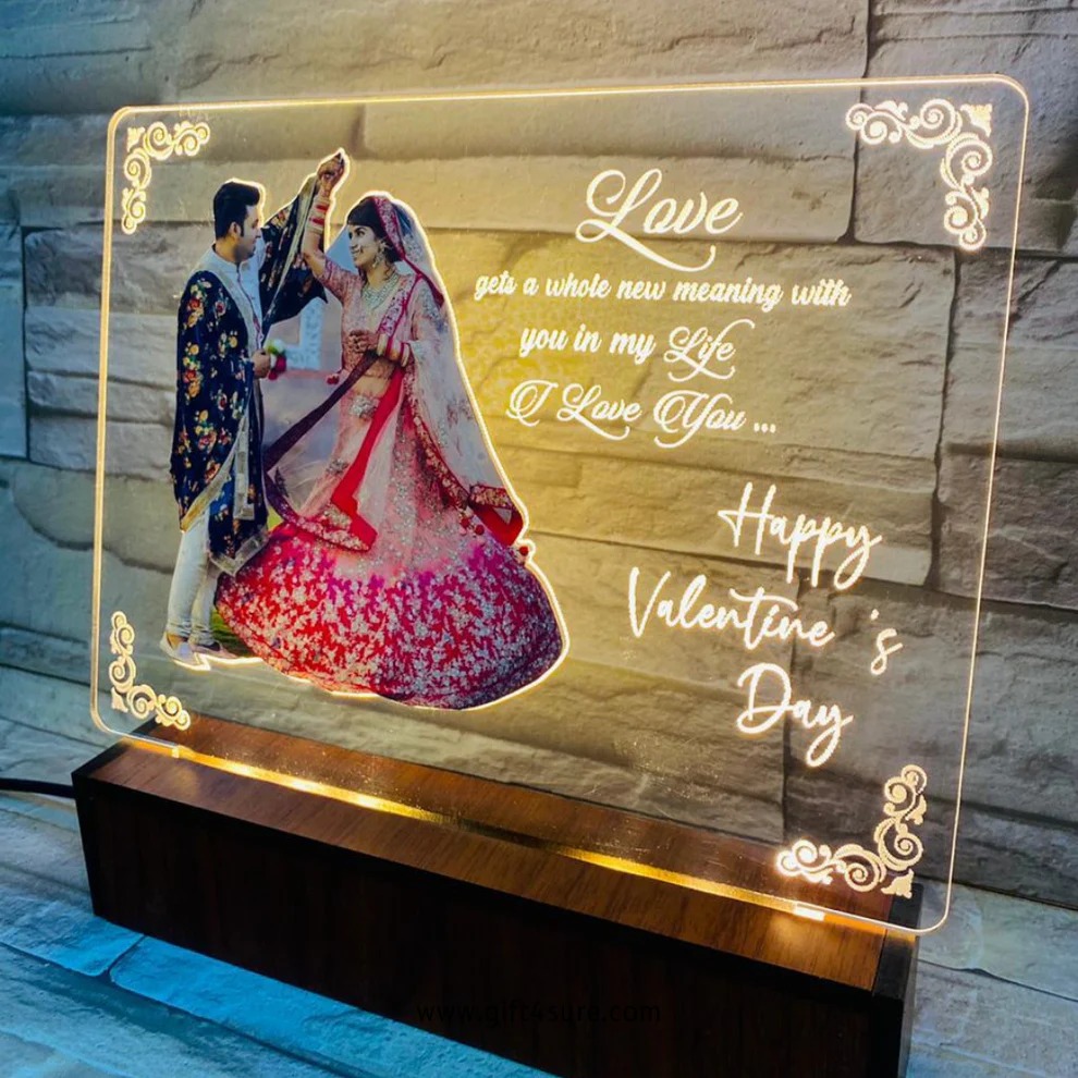 Valentine Special Personalised Acrylic LED Frame with Stand
