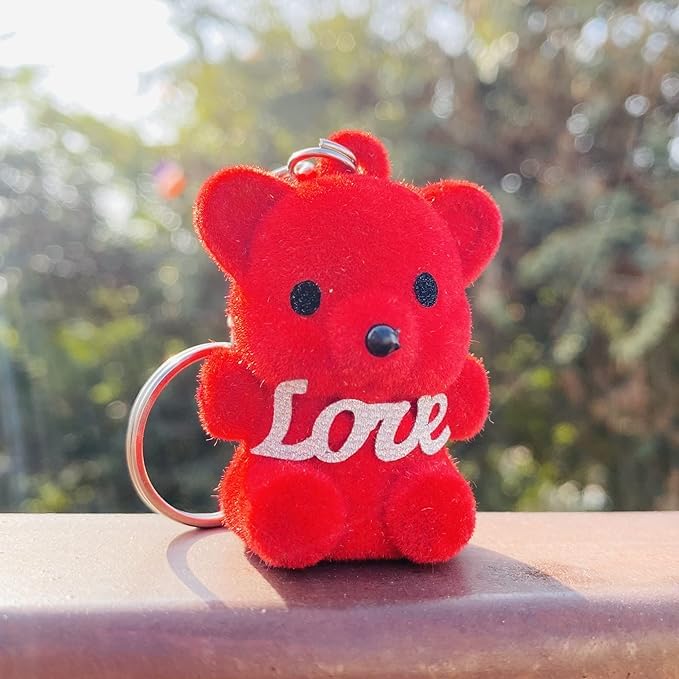 Stylish Teddy Bear Keychain Keyring (Red) (PACK OF 1)