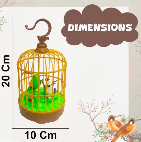 Sound Activated Chirping Bird in Hanging Cage - Beautiful Pinjra Bird Toy for Kids with LED Light- Clap to See The Moving Beak and Flapping Wings - Color and Design As Per Stock
