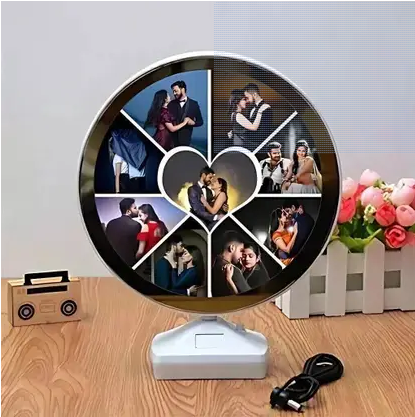 Eternal Heart Collage: Multi-Photo LED Magic Mirror with Heart Center