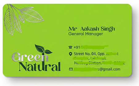 Green Natural Premium 800 GSM Velvet Visiting Card with Silver Foil