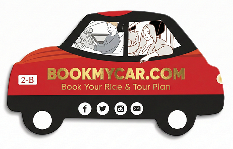 Premium 800 GSM "BOOKMYCAR.COM" Car-Shaped Die-Cut Visiting Card - 500pcs