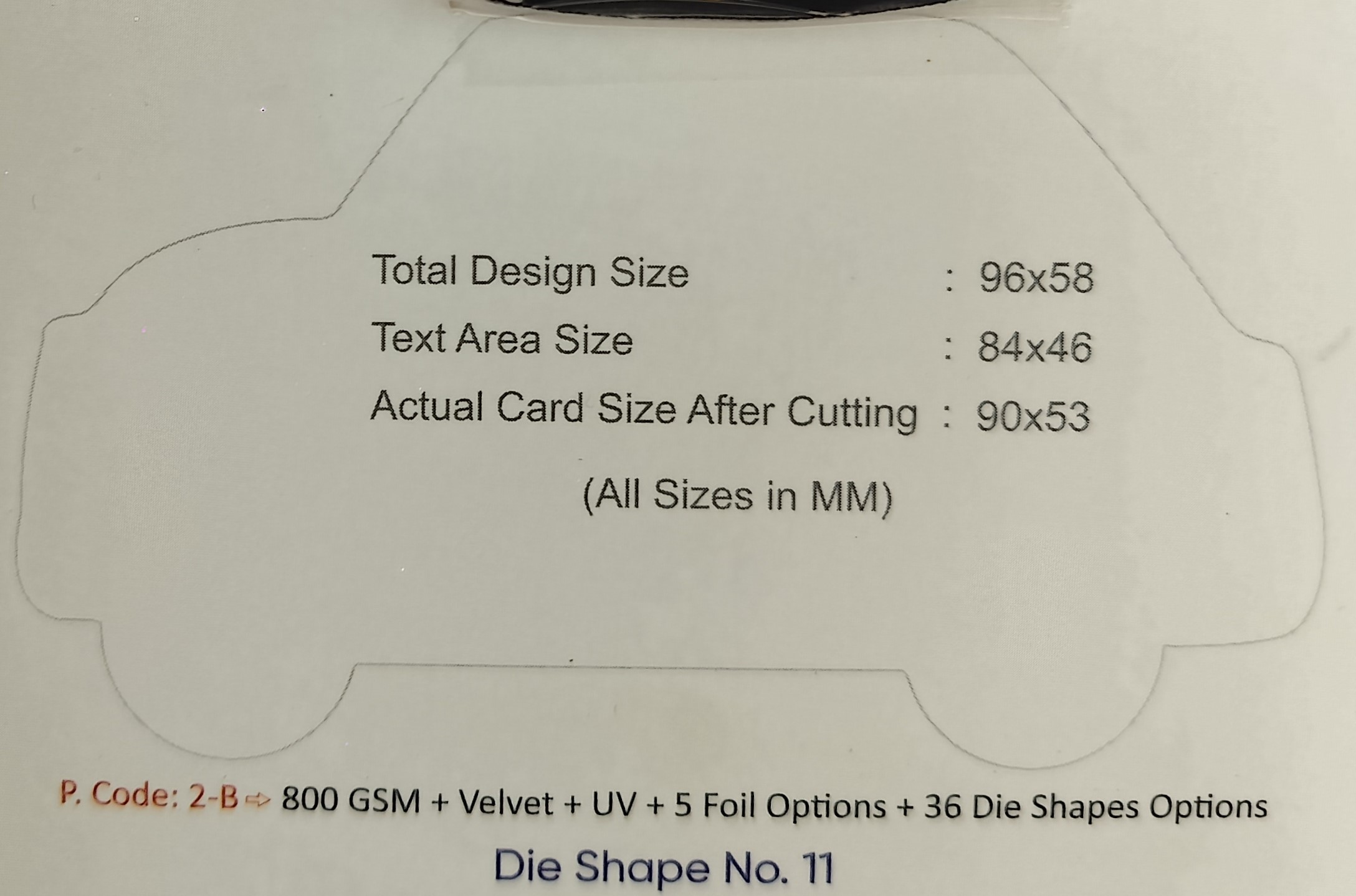 Premium 800 GSM "BOOKMYCAR.COM" Car-Shaped Die-Cut Visiting Card - 500pcs