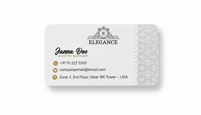 Premium 800 GSM "Elegance Luxury Boutique" Arch Die-Cut Visiting Card - 500pcs
