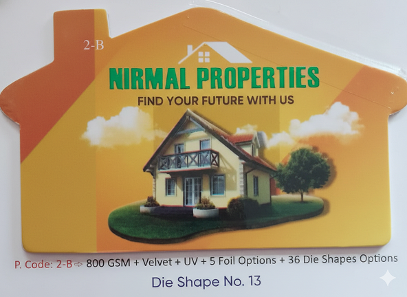 Premium House-Shaped Real Estate Visiting Card (800 GSM Velvet Finish) - 500pcs