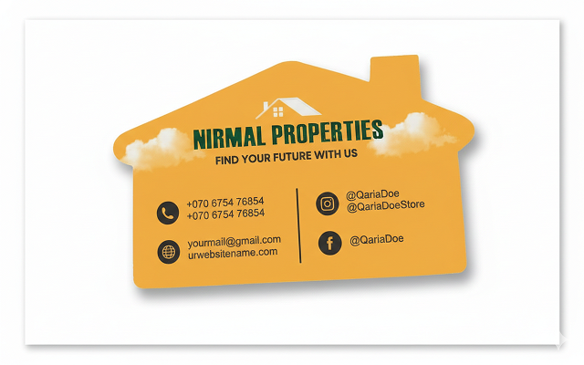 Premium House-Shaped Real Estate Visiting Card (800 GSM Velvet Finish) - 500pcs