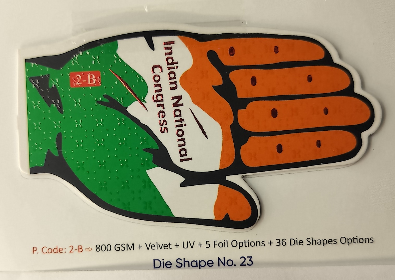 Custom Hand-Symbol Die-Cut Political Visiting Card (Die Shape No. 23) - 500pcs