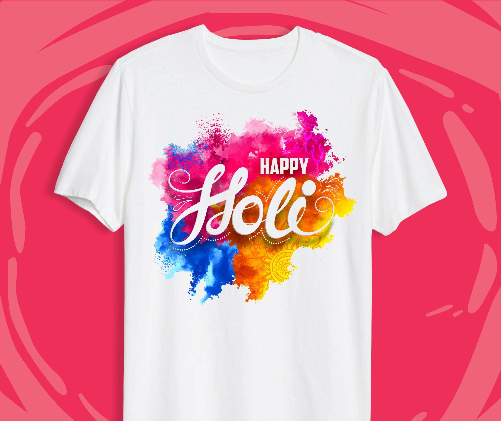 Happy Holi Print Holi T-Shirt for Men Women Couple Kids Adult Boy Girl Family| Combo T-Shirt for Entire Family-Pack of 1 Tshirt