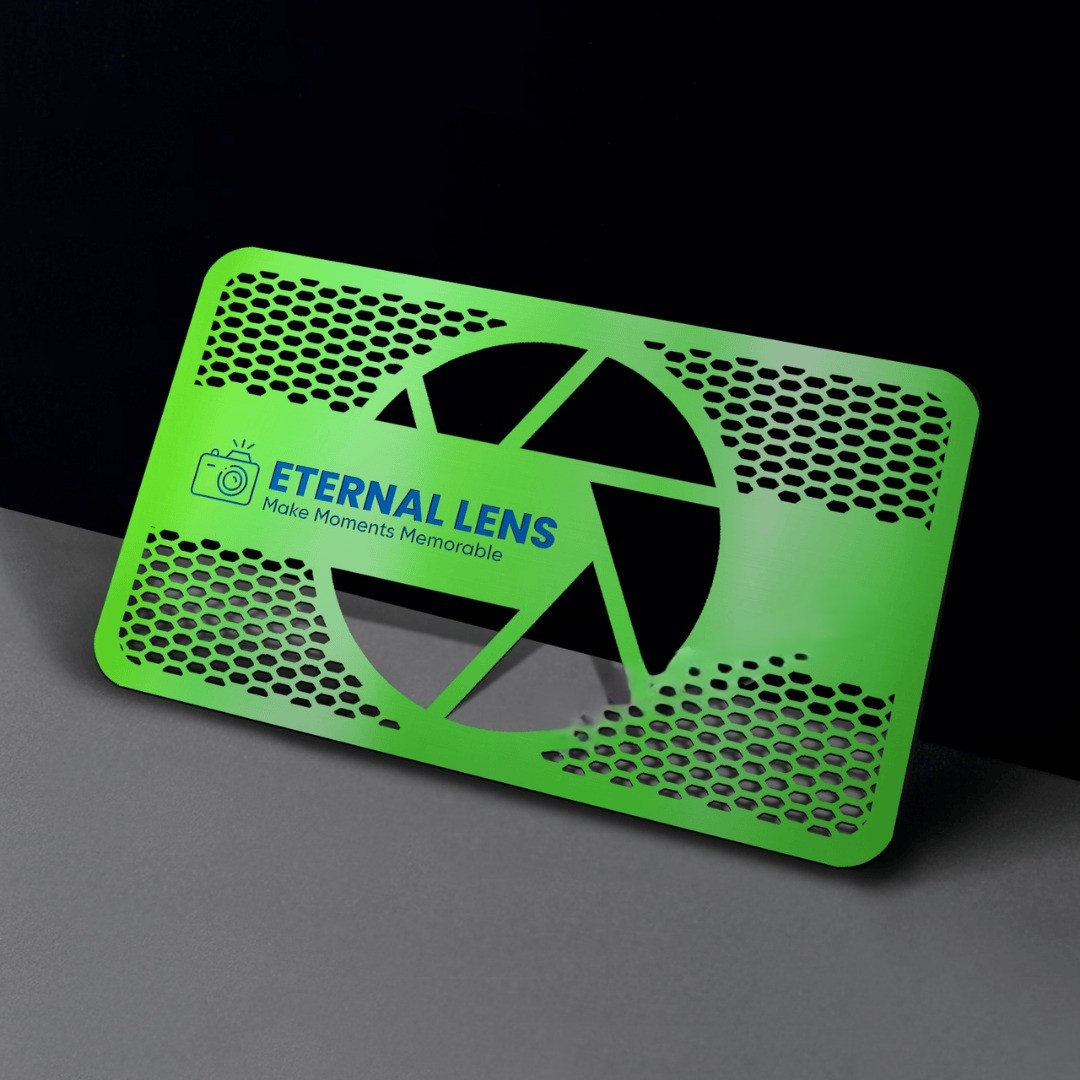Green Colored Metal Visiting Card - (Print With 1 color) - 50pcs