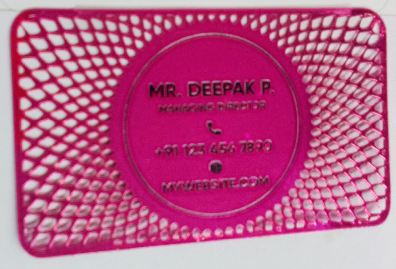 Pink Colored Metal Visiting Card - (Print With 1 color) - 50pcs