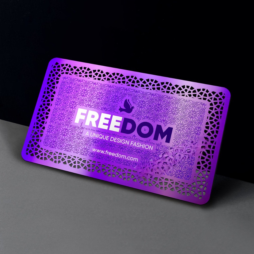 Fluorescent Colored Metal Visiting Card - (Print With 1 color) - 50pcs