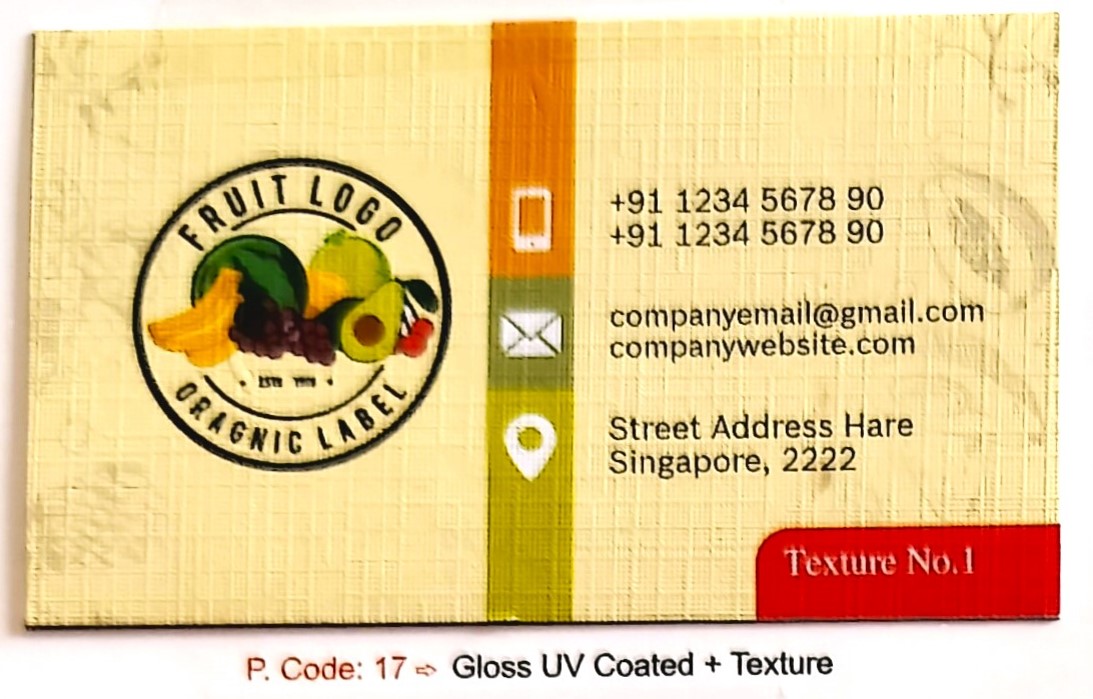1 Side Gloss UV Printing + 1 Side Texture Business Cards - Texture No 1 (Min-1000qty)