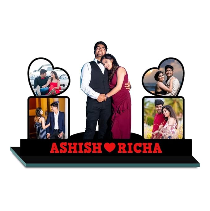 BONDING GIFTS Photo Standy with 5 Photos Personalized Gift MDF Cutout Photo Customized Gift with Your Photos (18 x 12 inch)