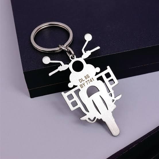 Customized Metal Bike Keychain with Number Plate | Personalized Engraved Key Ring for Bike & Car Lovers | Stylish Durable Stainless Steel Keychain